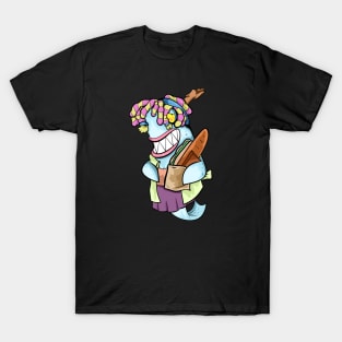 Dope shark character with a bread stick illustration T-Shirt